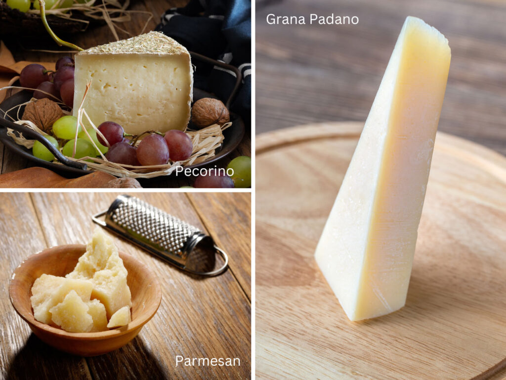 Alternativen zu Parmesanrinde - Die Rinde von Pecorino und Grana Padana schmeckt sehr ähnlich