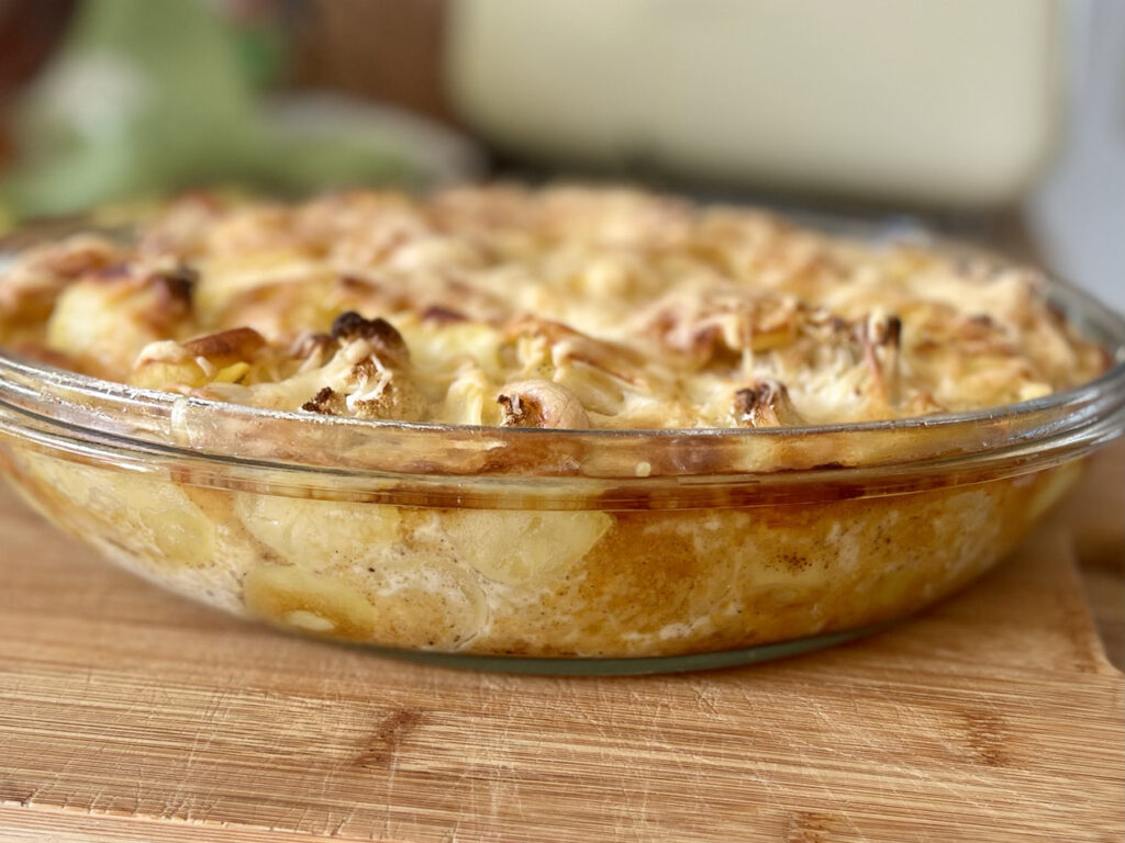 Blumenkohlauflauf mit Kartoffeln, überbacken