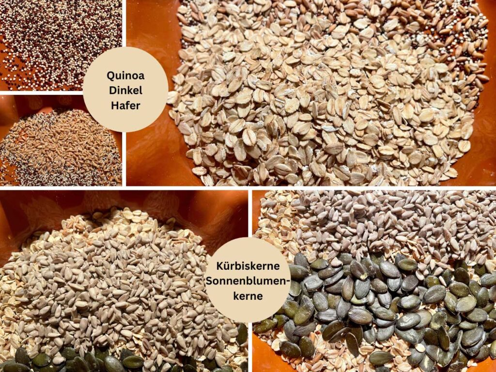 Zutaten für das Vollkornbrot ohne Hefe