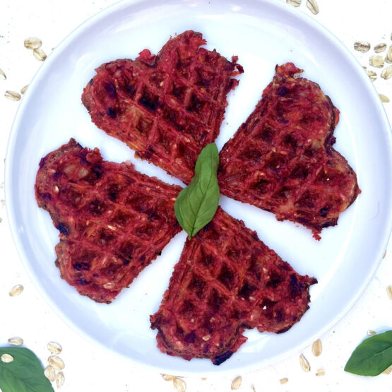 Rezept für herzhafte Waffel mit Kartoffeln und rote Bete