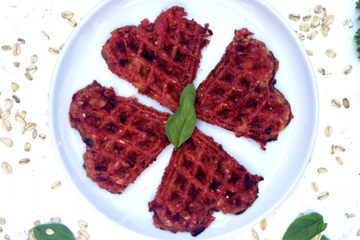 Rezept für herzhafte Waffel mit Kartoffeln und rote Bete