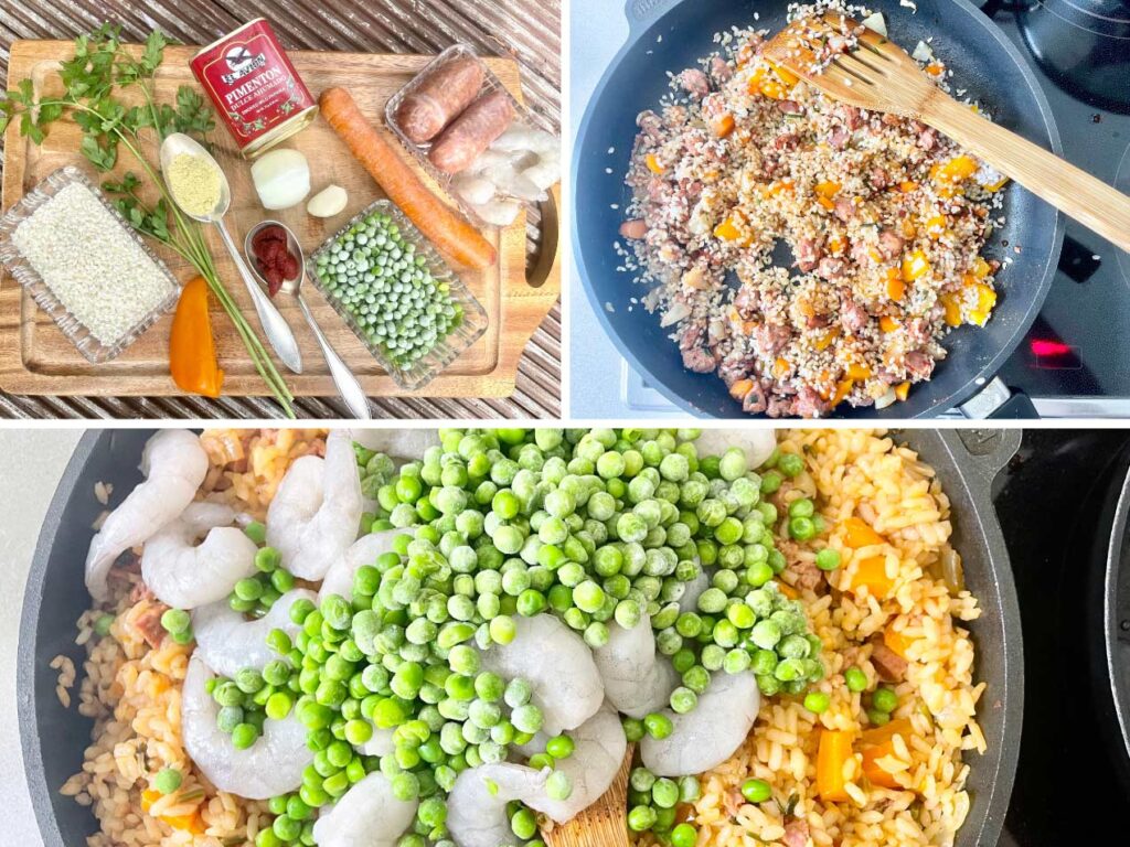 Zutaten für die Reis Pfanne und Rezept mit Schritt für Schritt Anleitung